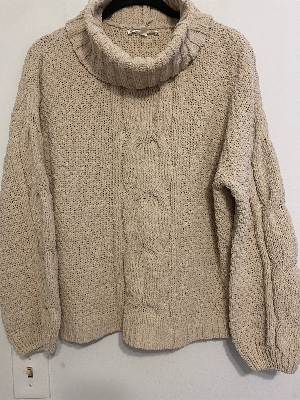 Seven7 Cream Cable Turtleneck Sweater